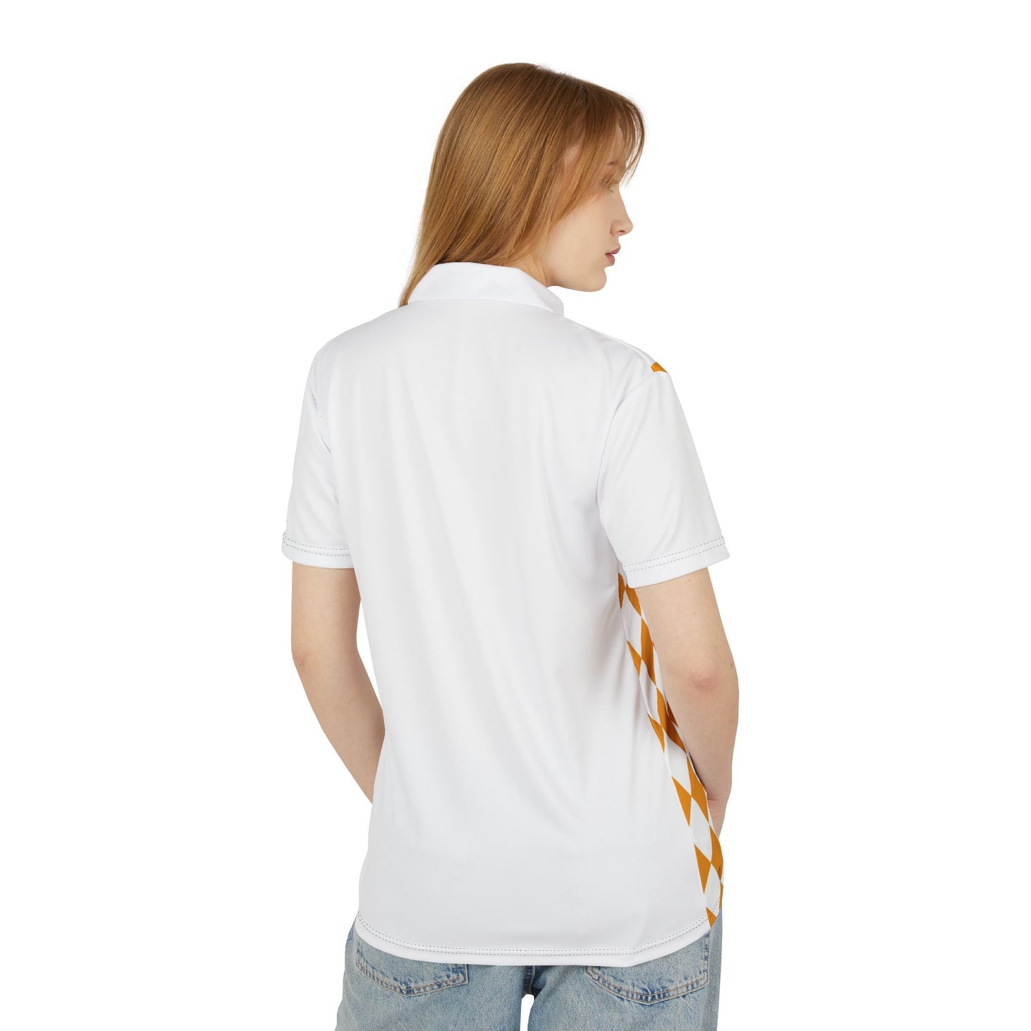 Unisex Polo Shirt white orange pattern