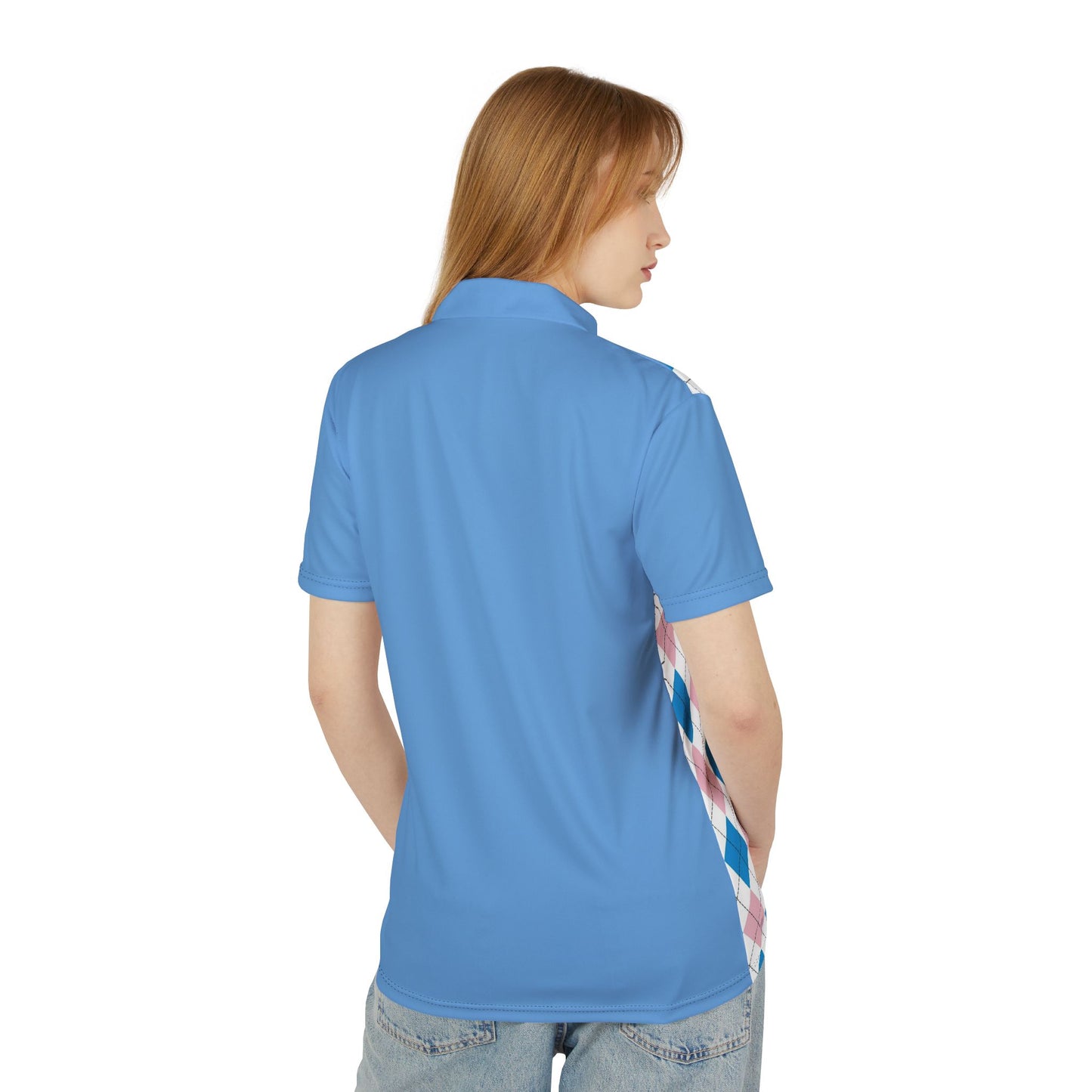 Unisex Polo Shirt baby blue pink pattern
