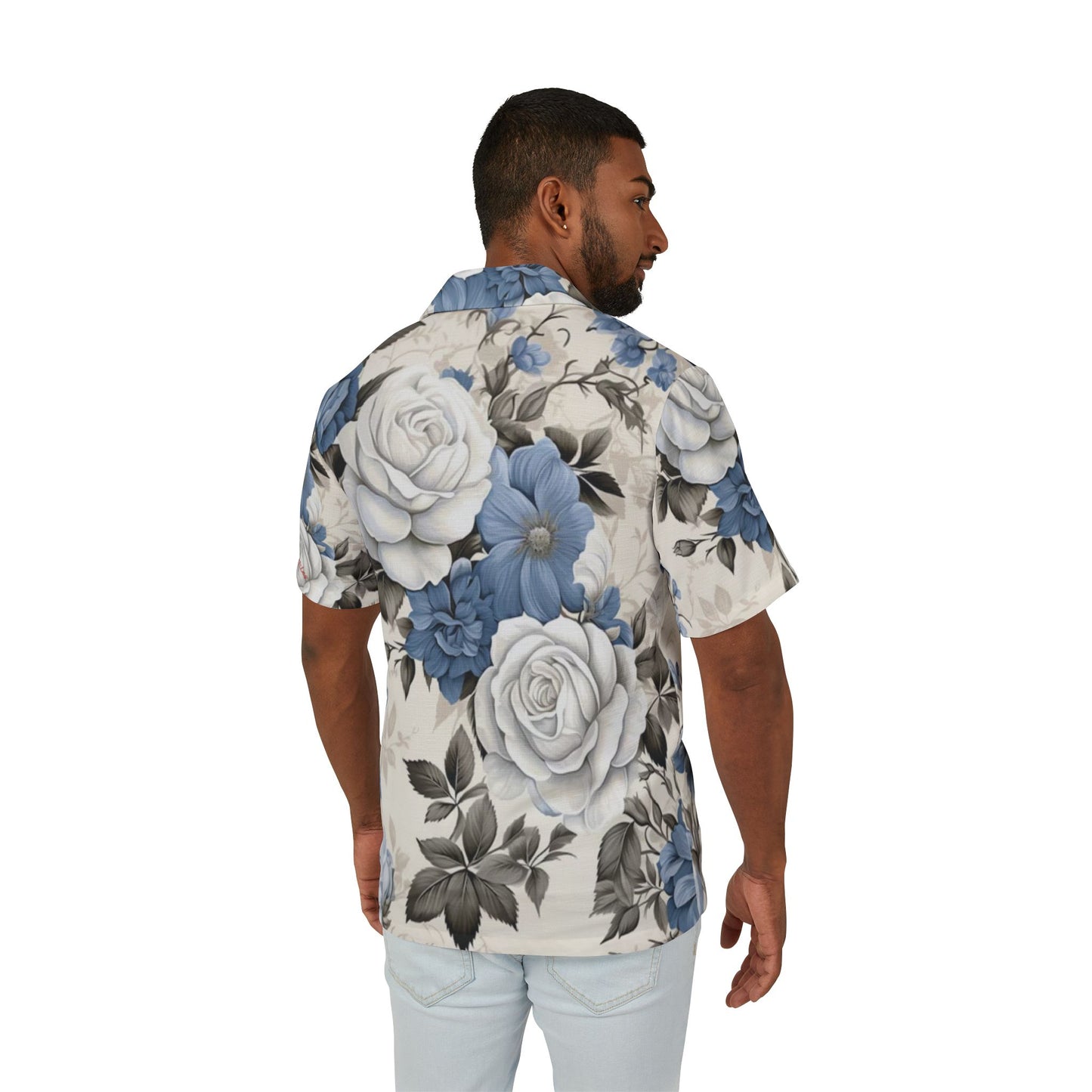 Men's Hawaiian Shirt - blue floral