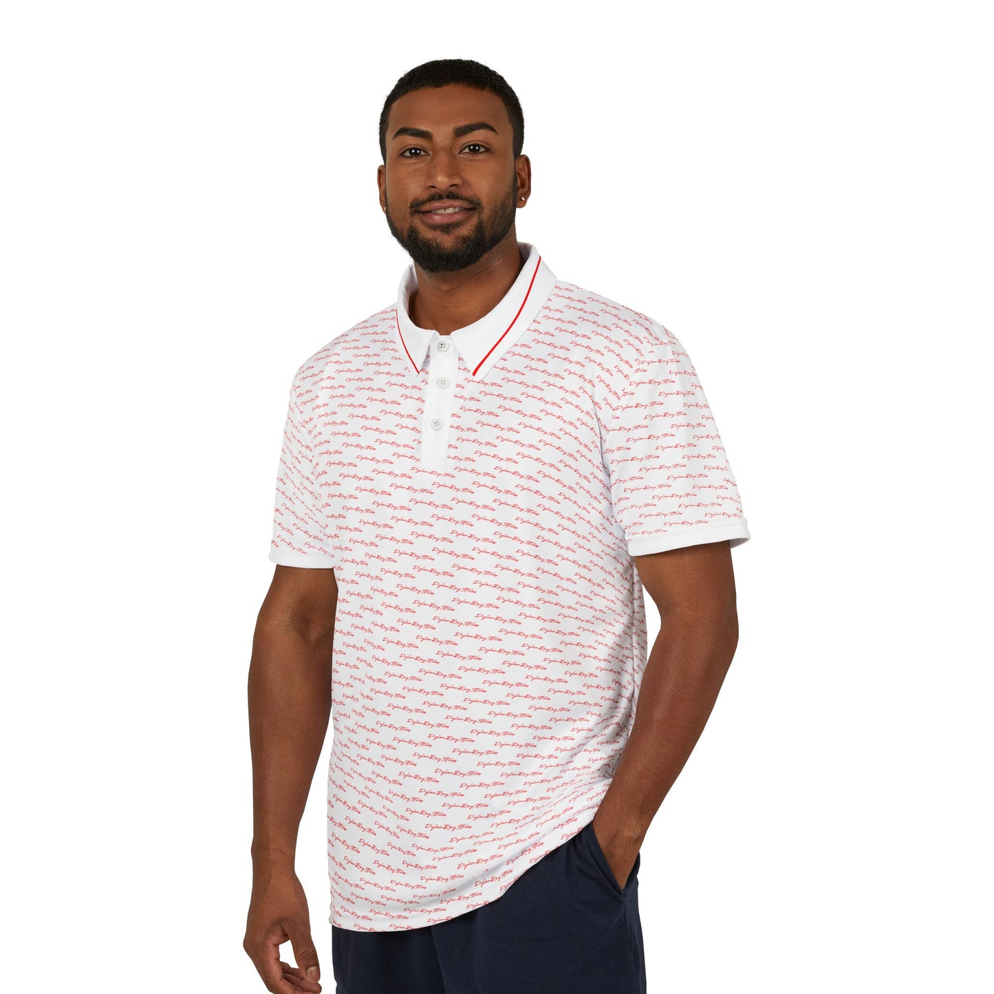 Polo Shirt white signature logo pattern
