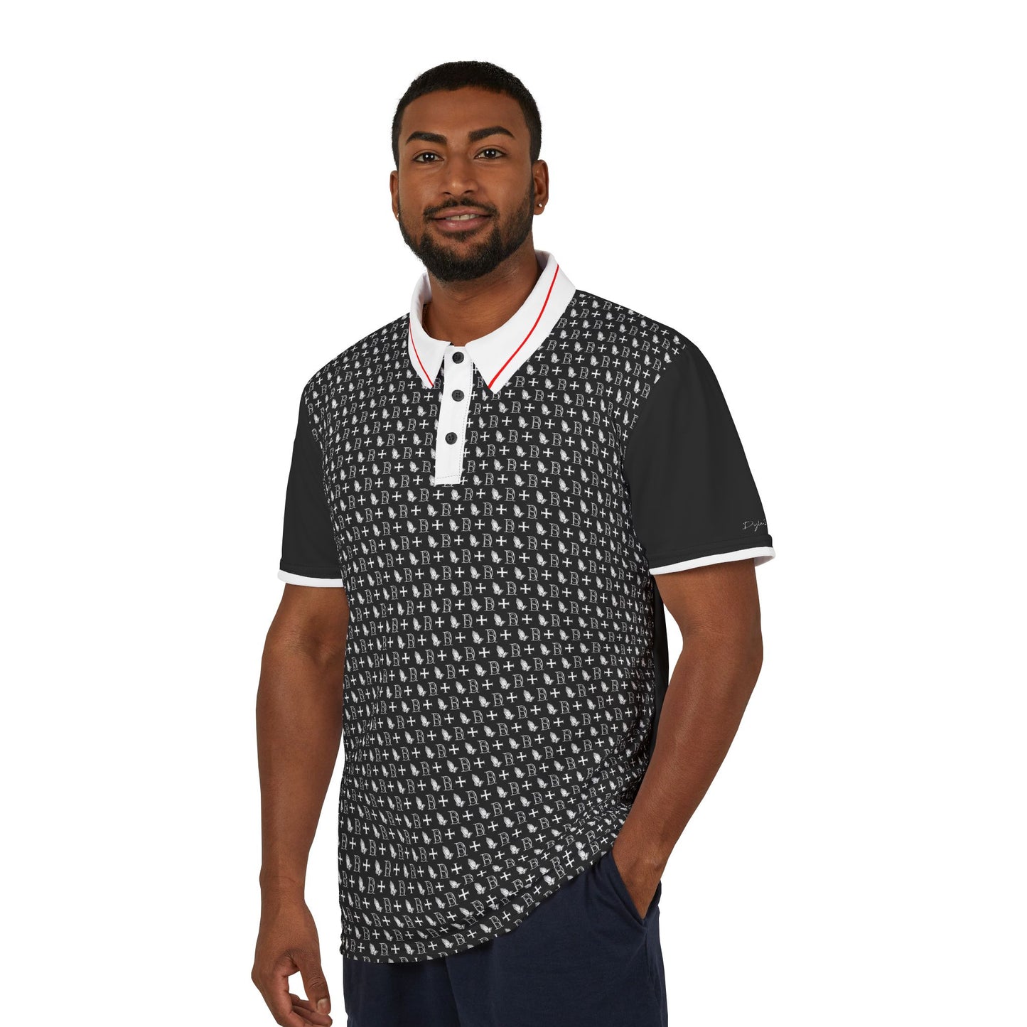 Polo Shirt logo cross pattern black