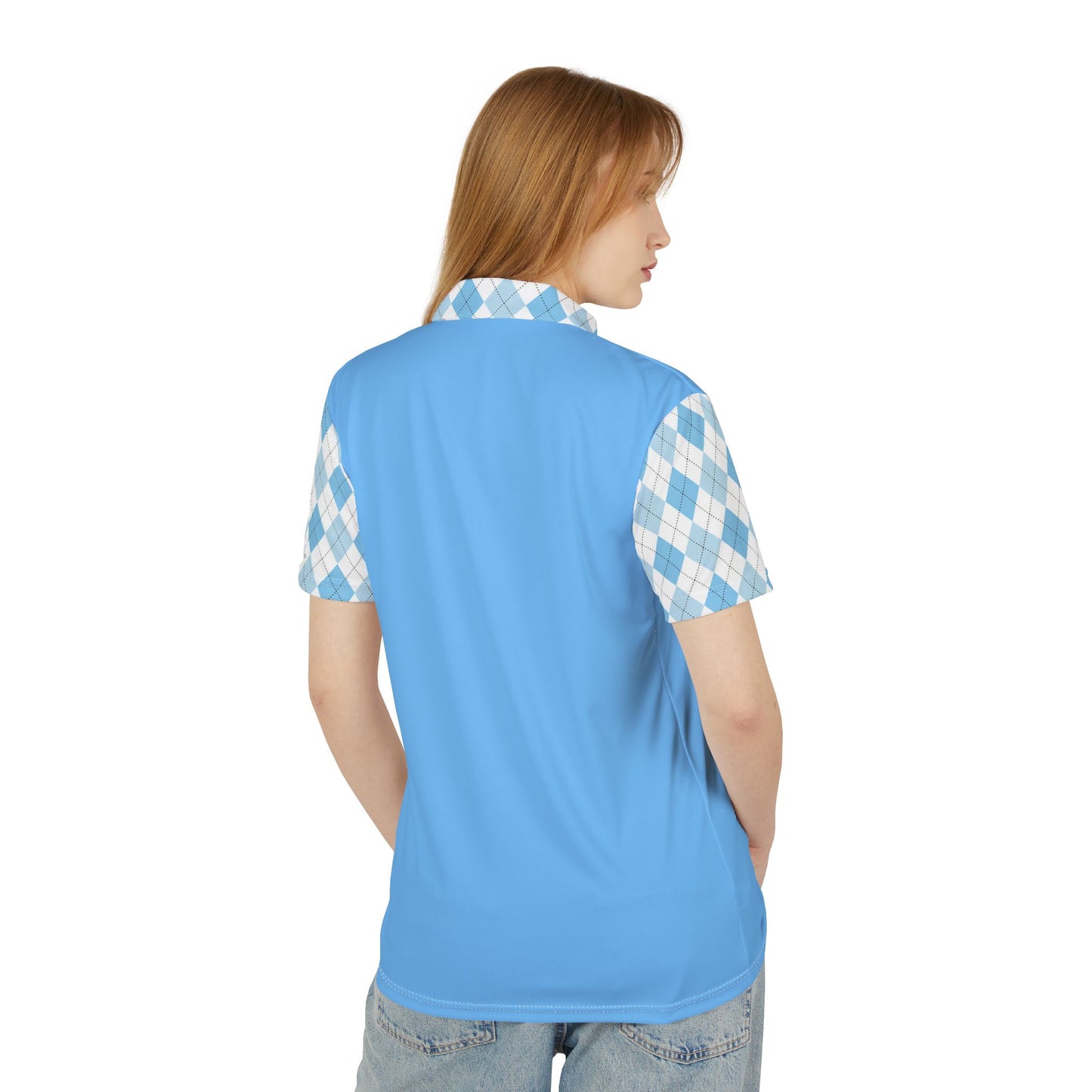 Unisex Polo Shirt - Blue Argyle Design for Casual or Golf Outings