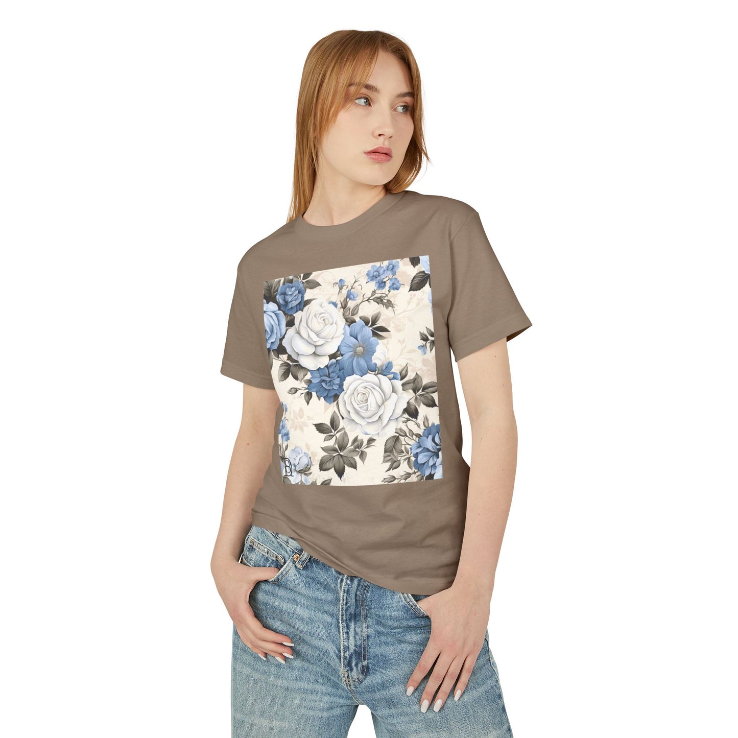 Floral Vintage Tee - Baby Blue