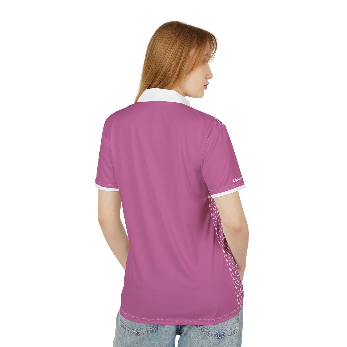 Polo Shirt logo cross pattern pink