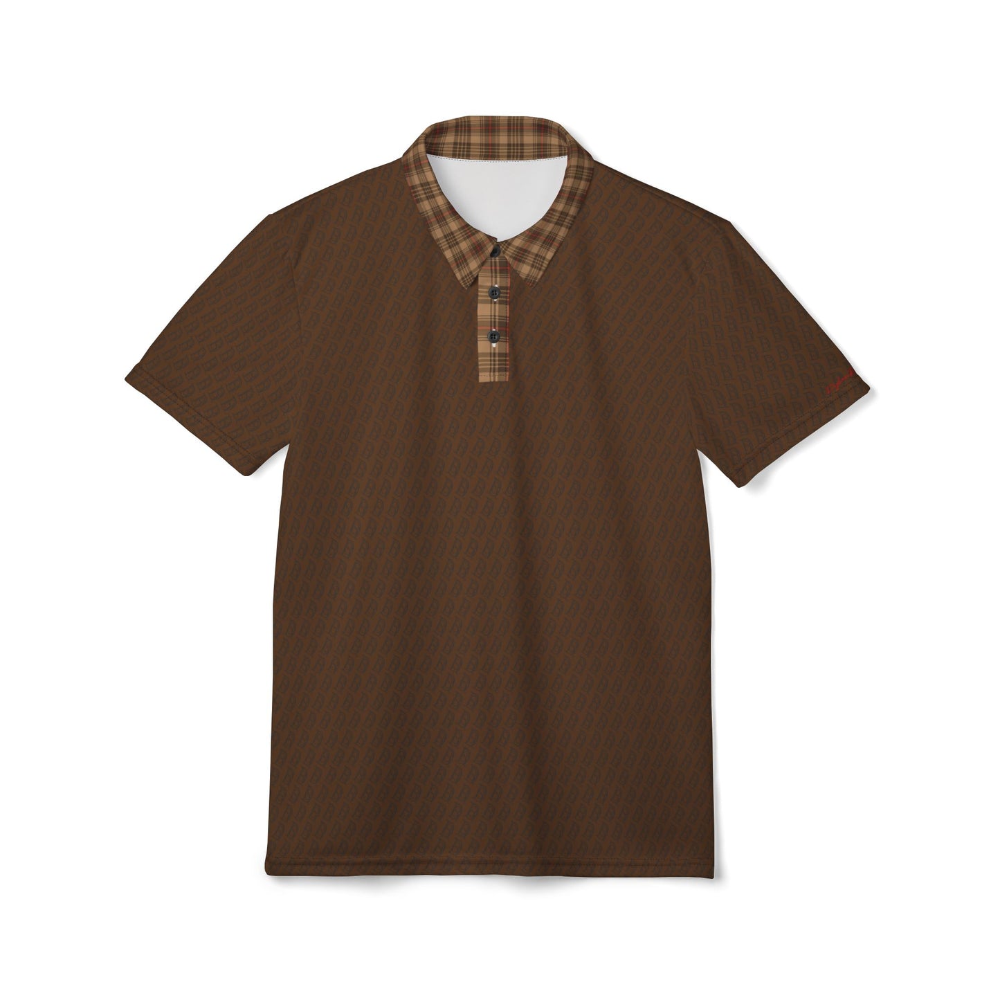 Polo Shirt brown flannel logo pattern