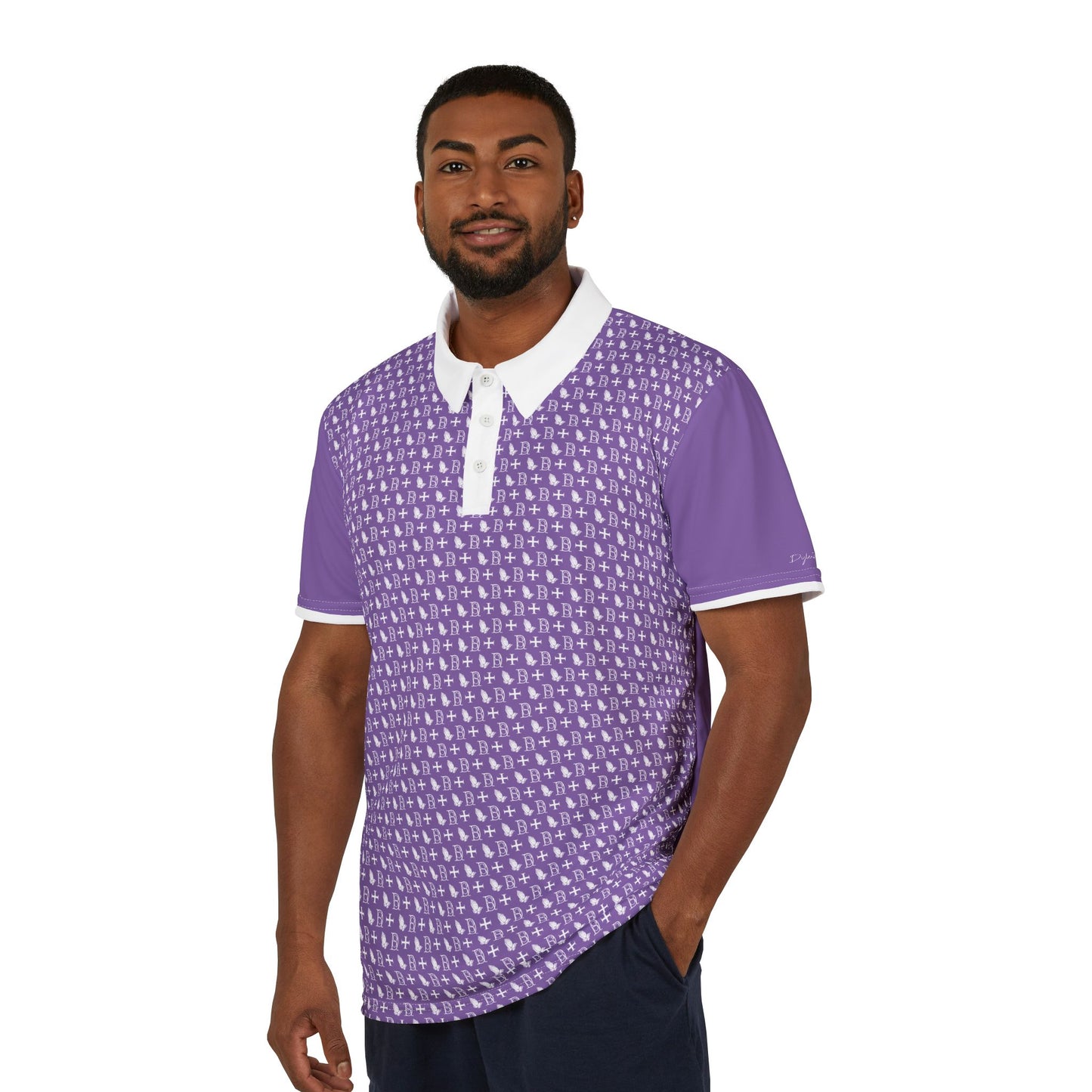 Polo Shirt logo cross pattern purple