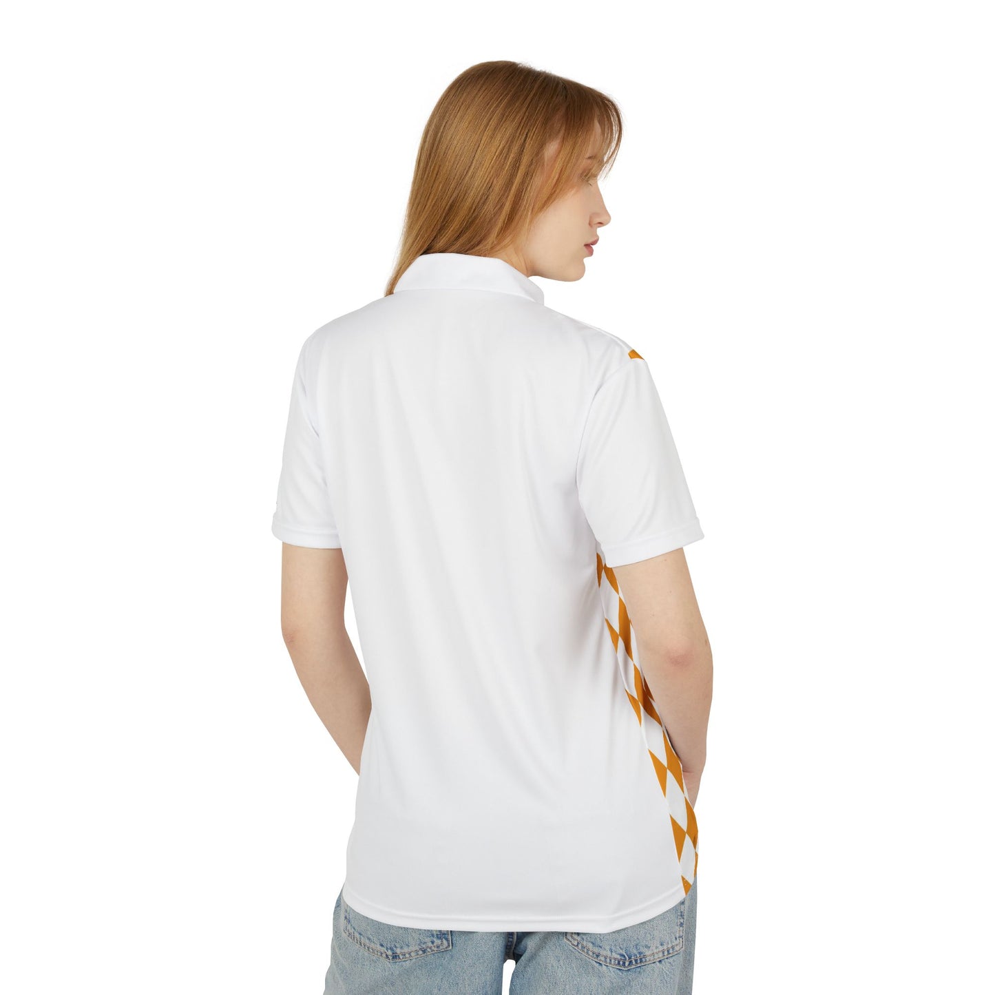 Unisex Polo Shirt white orange pattern