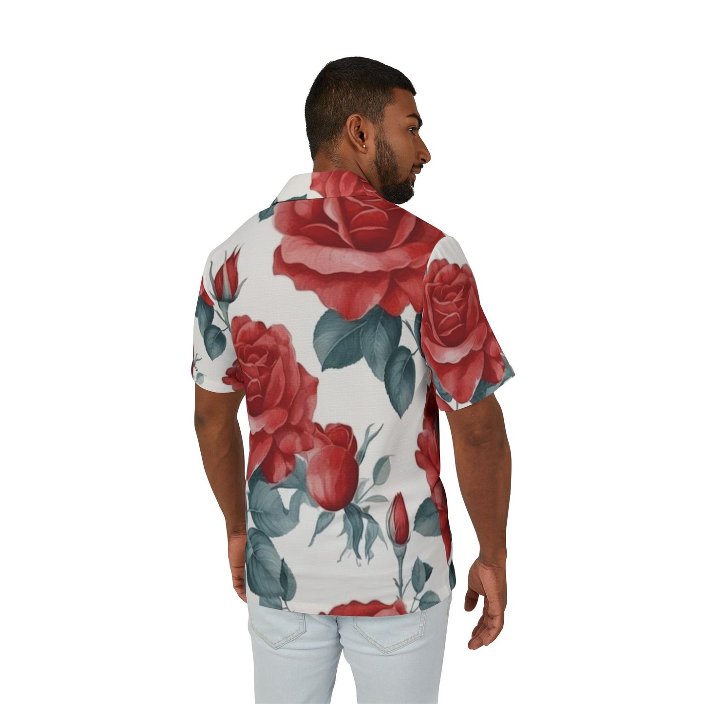 Men's Hawaiian Camp Shirt rose floral