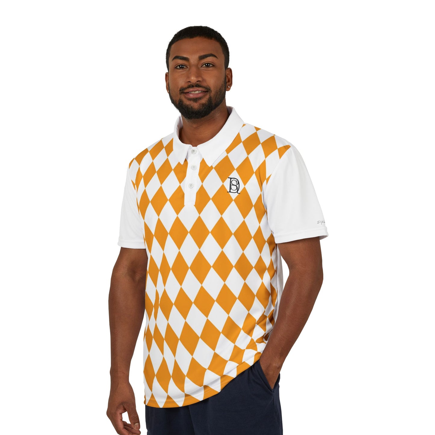 Unisex Polo Shirt white orange pattern