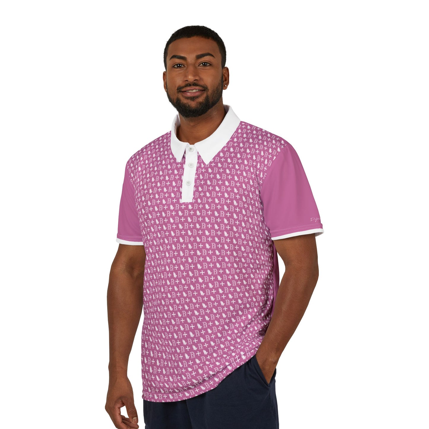 Polo Shirt logo cross pattern pink