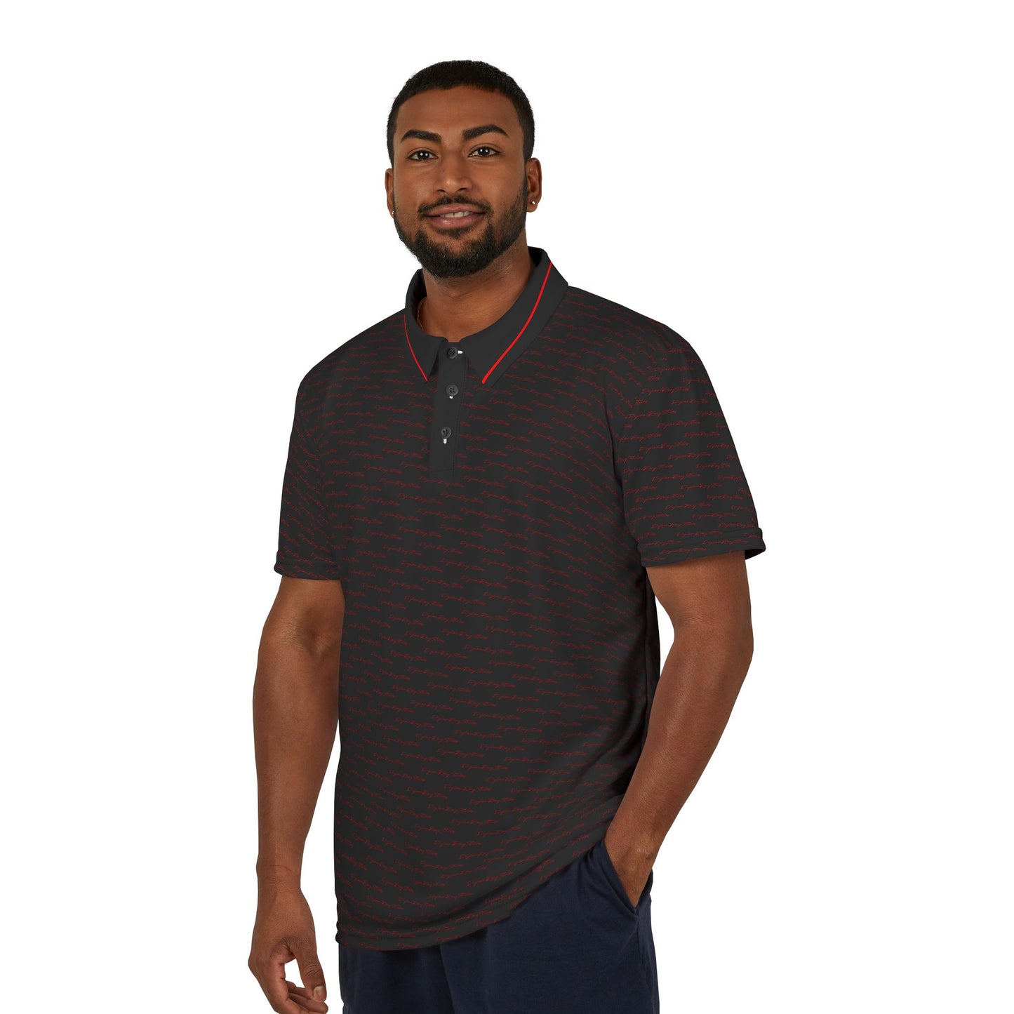 Polo Shirt black signature logo pattern