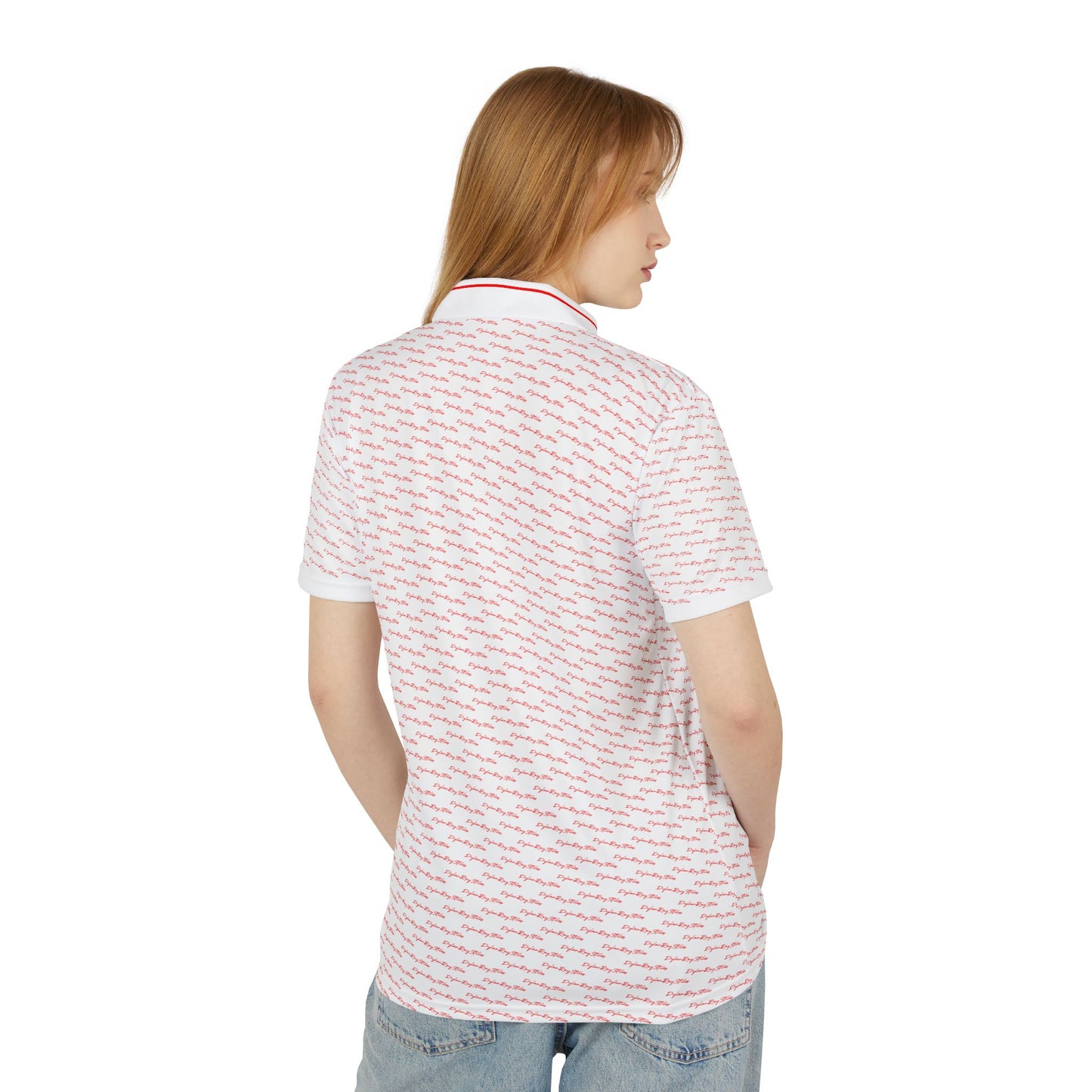 Polo Shirt white signature logo pattern