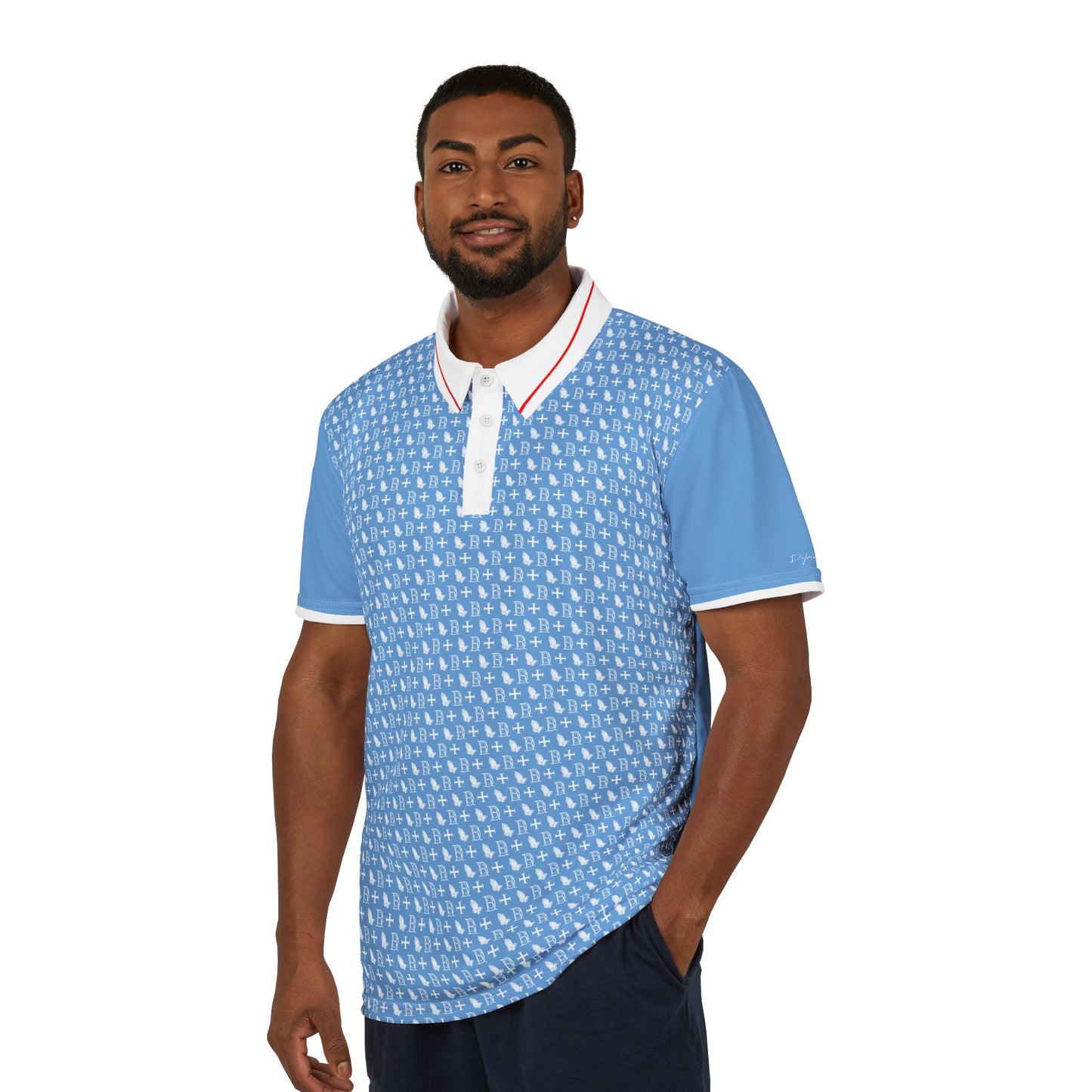 Polo Shirt logo cross pattern baby blue