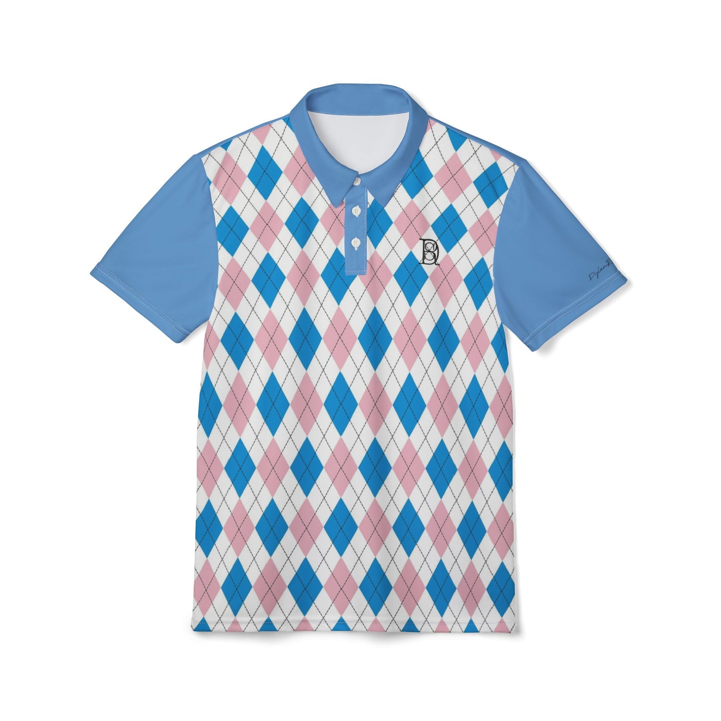 Unisex Polo Shirt baby blue pink pattern