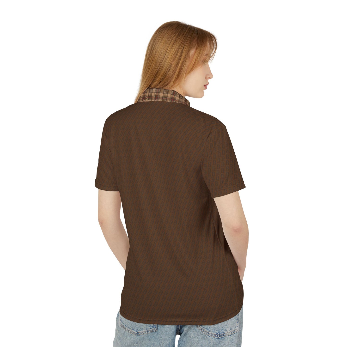 Polo Shirt brown flannel logo pattern