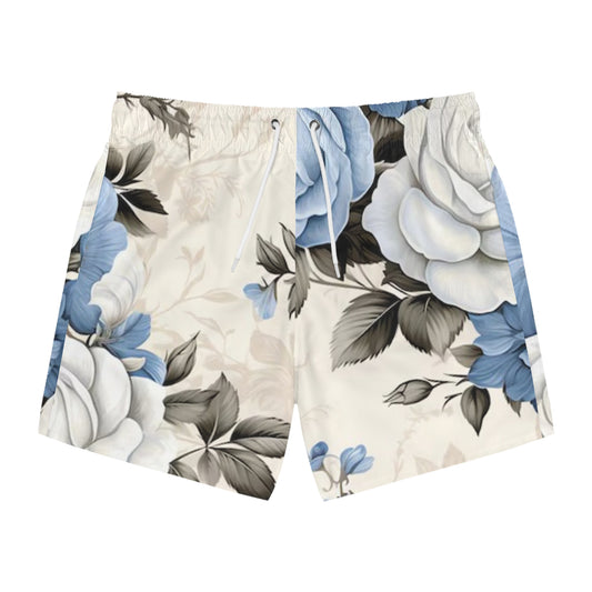 Floral Swim Trunks light blue