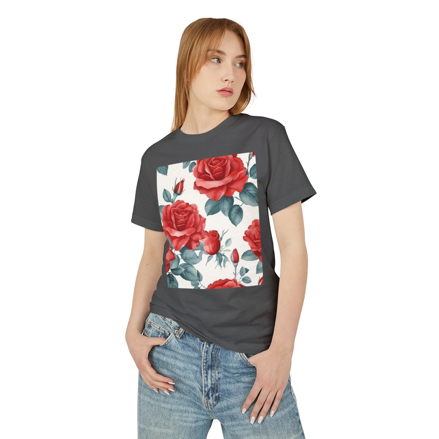 Floral Vintage Tee - Red Rose