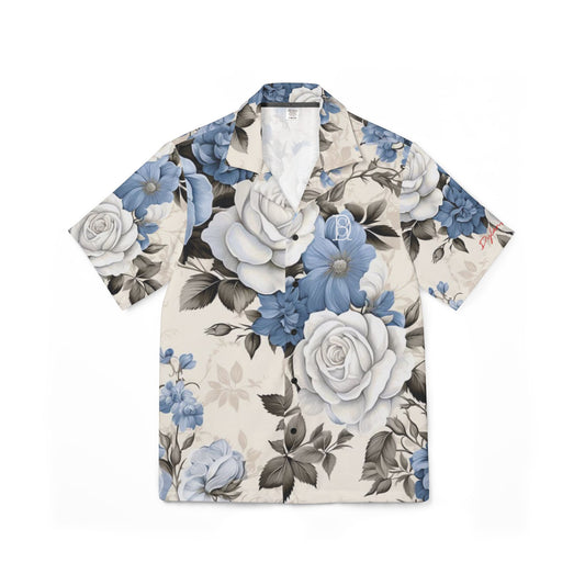 Men's Hawaiian Shirt - blue floral
