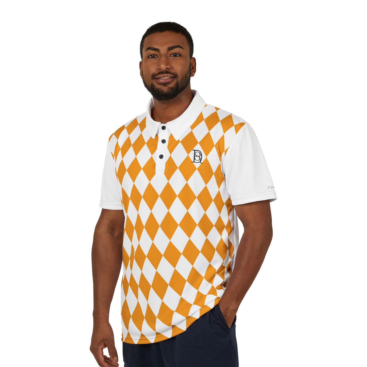 Unisex Polo Shirt white orange pattern