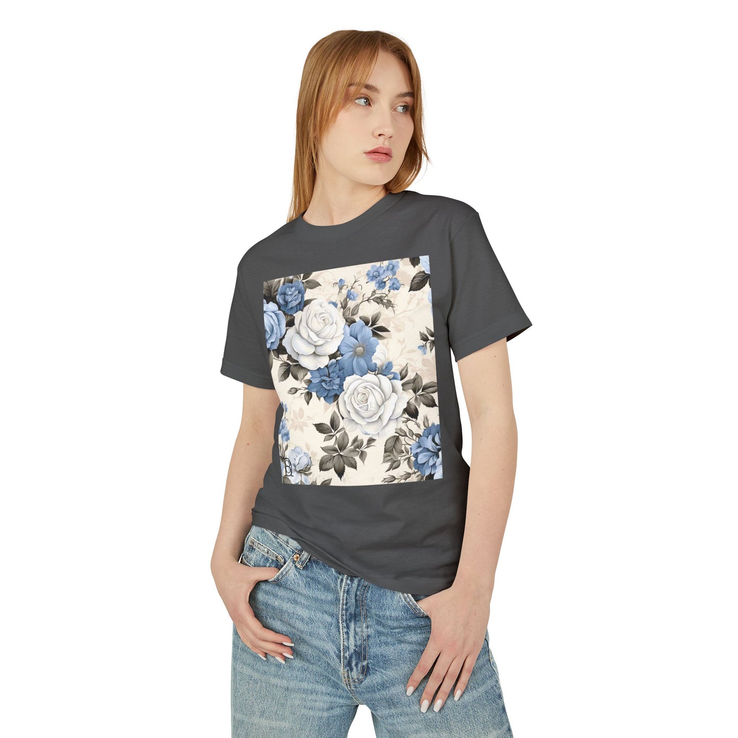 Floral Vintage Tee - Baby Blue