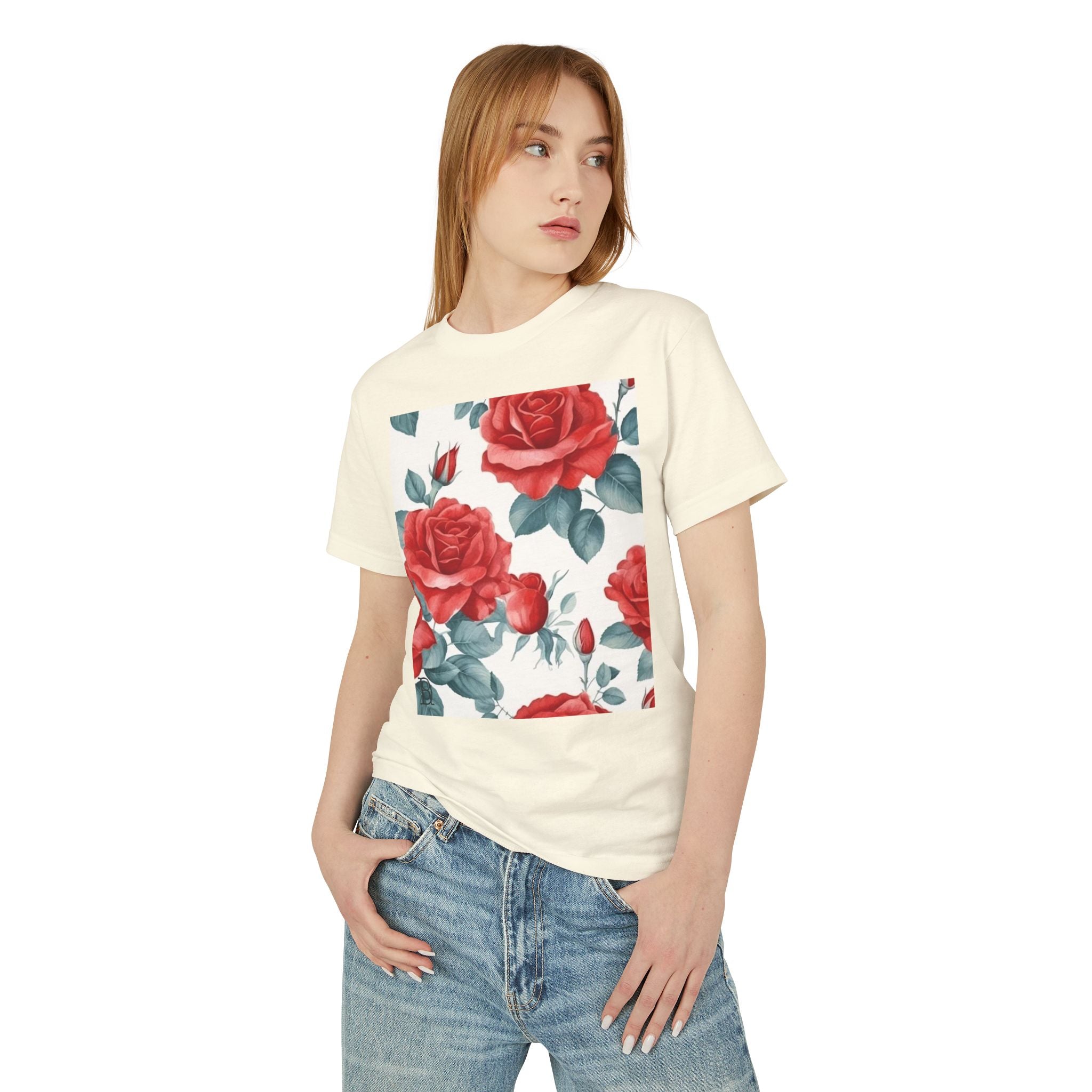 Floral Vintage Tee - Red Rose