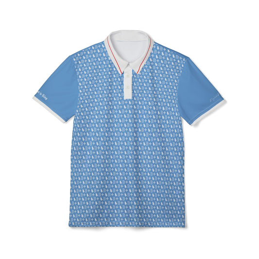 Polo Shirt logo cross pattern baby blue