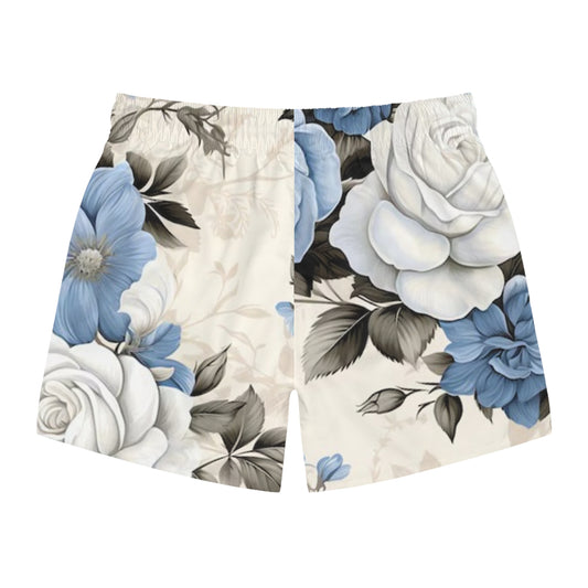 Floral Swim Trunks light blue