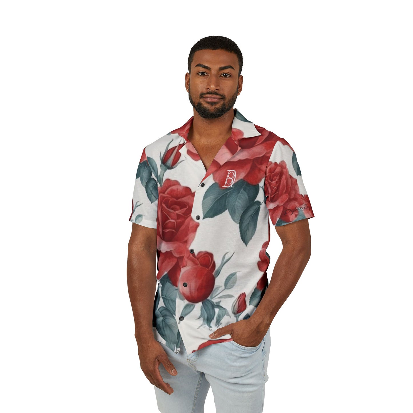 Men's Hawaiian Camp Shirt rose floral