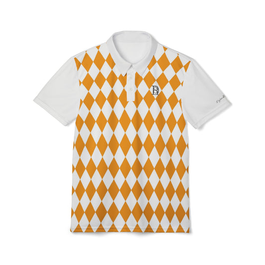 Unisex Polo Shirt white orange pattern