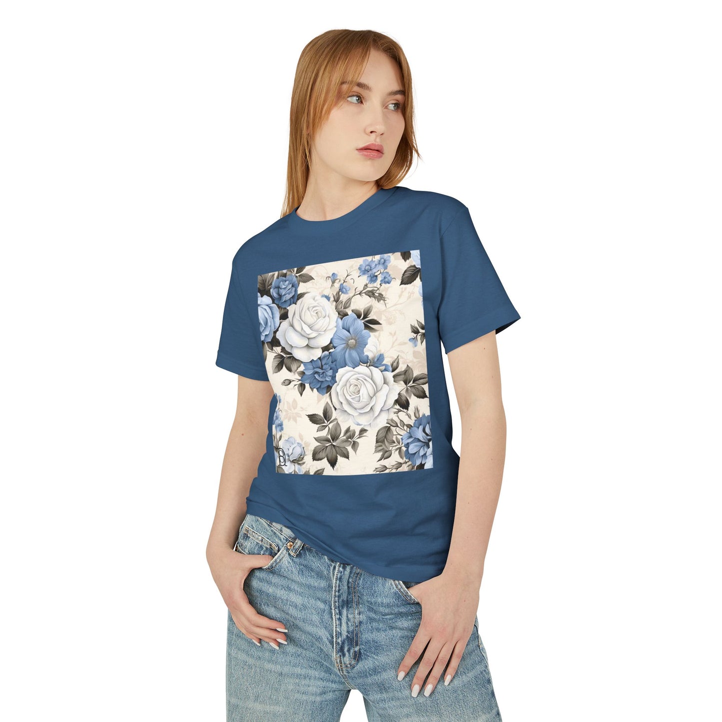 Floral Vintage Tee - Baby Blue