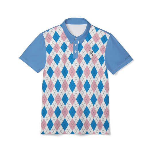 Unisex Polo Shirt baby blue pink pattern